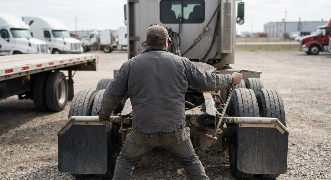 A driver completing an inspection